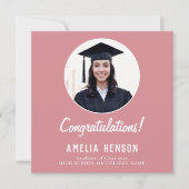 Carte Félicitations Pink Graduate 2 - Diplôme photo (Devant)