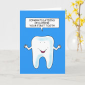 Carte Félicitations pour avoir perdu votre première dent (Fleur jaune)