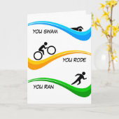 Carte Félicitations pour avoir terminé un Triathlon ! (Fleur jaune)