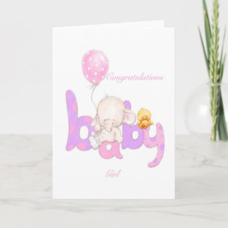 Carte Félicitations pour bébé fille