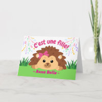 Félicitations pour bébé fille avec hérisson