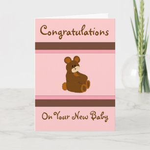 Carte Félicitations pour bébé rose