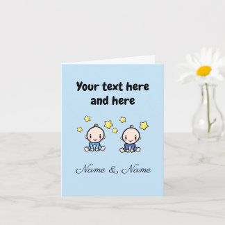 Carte Félicitations pour des jumeaux garçons avec noms, 