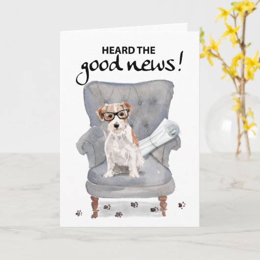 Carte Félicitations pour Good News Dog with Newspaper (Fleur jaune)