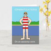 Carte Félicitations pour la baignade fantastique pour lu (Fleur jaune)