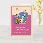 Carte Félicitations pour la gymnastique rose (Fleur jaune)