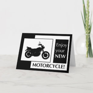Carte Félicitations pour la nouvelle moto, noir et blanc