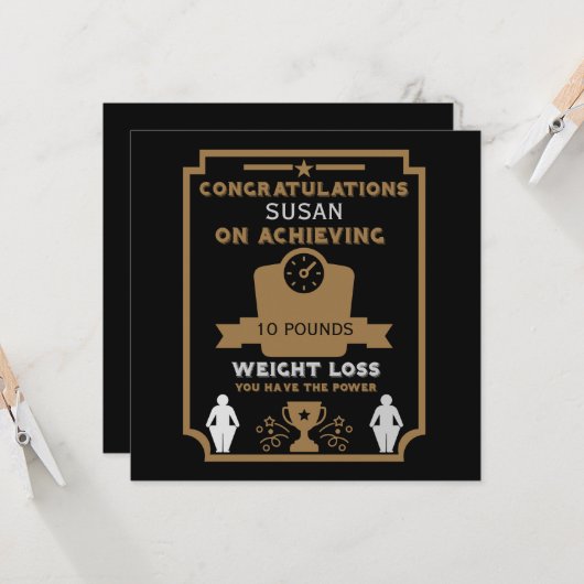 Carte Félicitations pour la perte de poids (Devant/Arrière en situation)