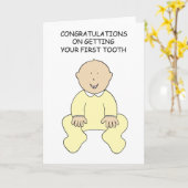 Carte Félicitations pour la première dent de bébé (Fleur jaune)
