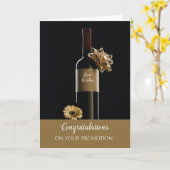 Carte Félicitations pour la promotion Bouteille à vin av (Fleur jaune)