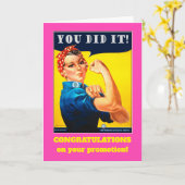 Carte Félicitations pour la promotion Rosie le Riveter (Fleur jaune)