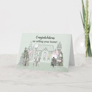Carte Félicitations pour la vente de dessin de ligne d'a