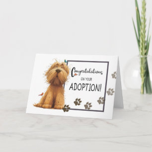Carte Félicitations pour l'adoption du chien hirsute cou