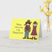 Carte Félicitations pour l'anniversaire Cartoon Couple (Fleur jaune)