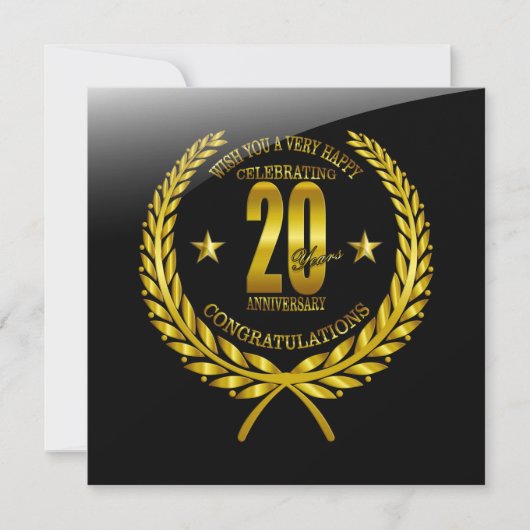 Carte Félicitations pour le 20e anniversaire (Devant)