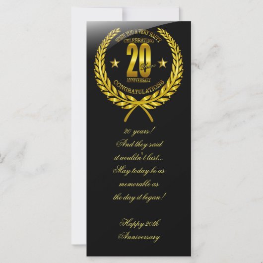 Carte Félicitations pour le 20e anniversaire (Devant)