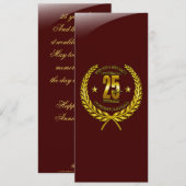 Carte Félicitations pour le 25e anniversaire (Devant / Derrière)
