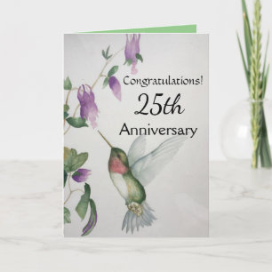 Carte Félicitations pour le 25e anniversaire Hummingbird
