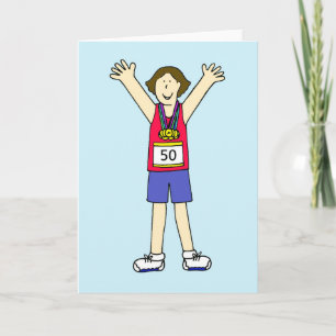 Carte Félicitations pour le 50e marathon pour elle