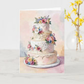 Carte Félicitations pour le gâteau de mariage (Fleur jaune)