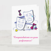 Carte Félicitations pour le jeu : Masques comiques et de (Devant)