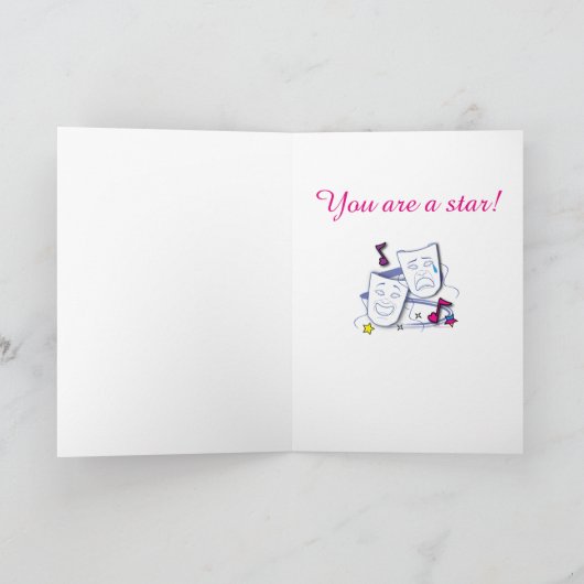 Carte Félicitations pour le jeu : Masques comiques et de (Intérieur)