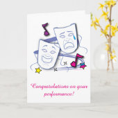 Carte Félicitations pour le jeu : Masques comiques et de (Fleur jaune)