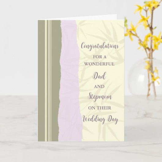 Carte Félicitations pour le jour de mariage papa et Step (Fleur jaune)