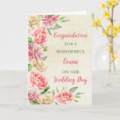 Carte Félicitations pour le jour du mariage du cousin (Fleur jaune)