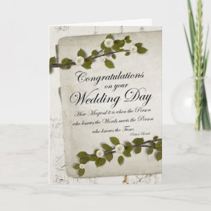 Carte Félicitations pour le jour du mariage Fleur blanch