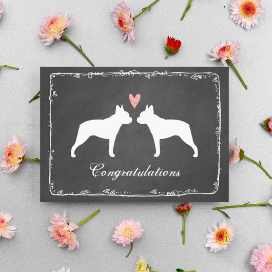 Carte Félicitations pour le mariage de Boston Terriers