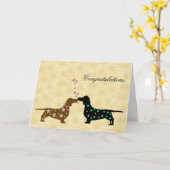Carte Félicitations pour le mariage de Dachshund (Fleur jaune)