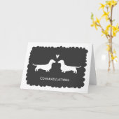 Carte Félicitations pour le mariage de Dachshunds | Féli (Fleur jaune)