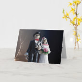 Carte Félicitations pour le mariage de squelettes gothiq (Fleur jaune)