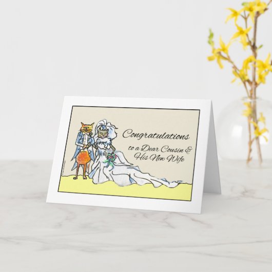 Carte Félicitations pour le mariage de votre cousine et (Fleur jaune)