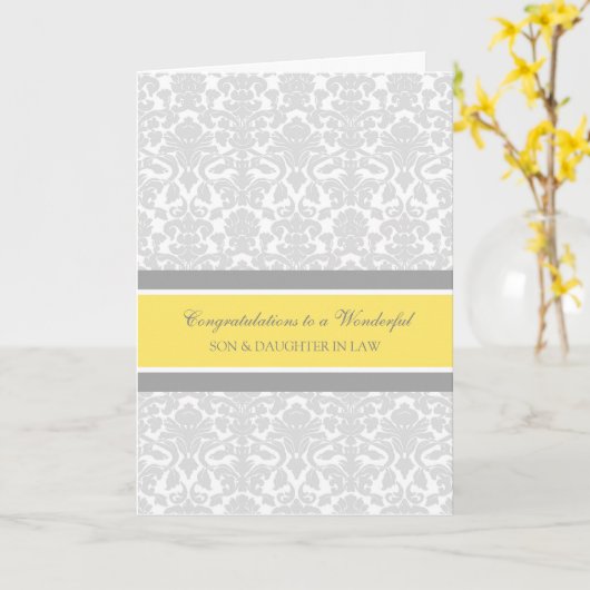 Carte Félicitations pour le mariage de votre fils et bel (Fleur jaune)
