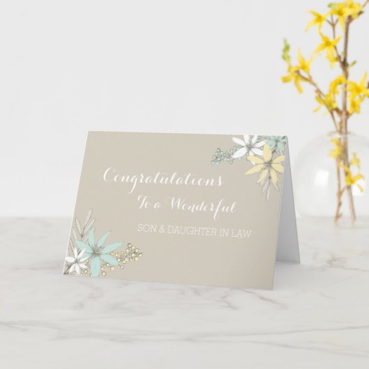 Carte Félicitations pour le mariage de votre fils et de  (Fleur jaune)