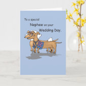 Carte Félicitations pour le mariage du neveu Chiens Dasc (Fleur jaune)