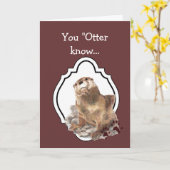 Carte Félicitations pour le Otter Aquarelle Cute (Fleur jaune)