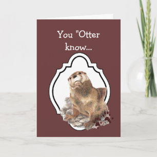 Carte Félicitations pour le Otter Aquarelle Cute