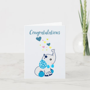 Carte Félicitations pour le petit garçon, avec bébé élép