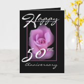 Carte Félicitations pour les 50 ans de mariage Rose rose (Fleur jaune)
