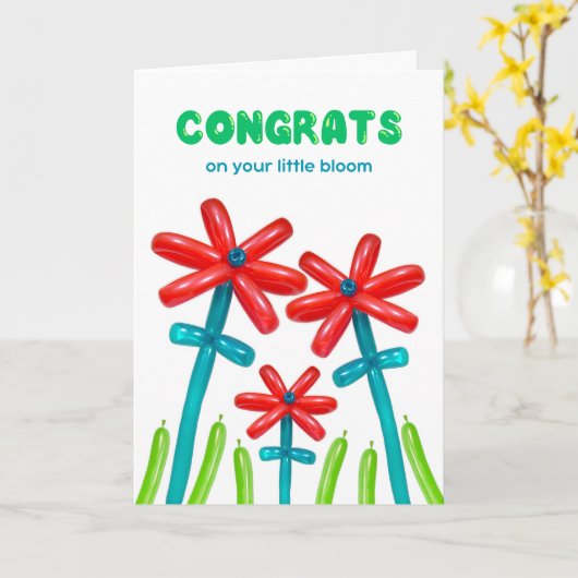 Carte Félicitations pour les fleurs de ballons d'adoptio (Fleur jaune)