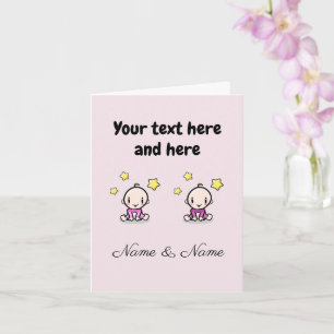Carte Félicitations pour les jumelles avec noms,