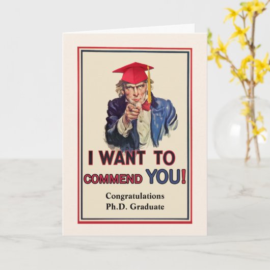 Carte Félicitations pour Ph.D. Graduate, Oncle Sam (Fleur jaune)