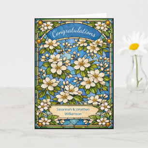 Carte Félicitations pour un élégant mariage aux fleurs b