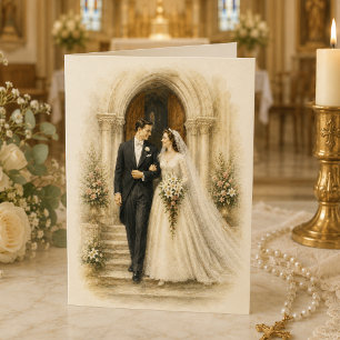 Carte Félicitations pour un mariage catholique à la port