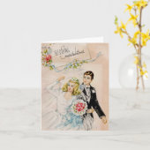 Carte Félicitations pour un mariage vintage (Fleur jaune)