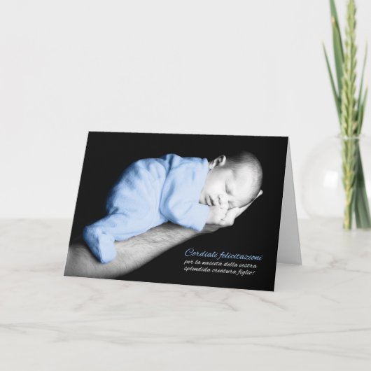 Carte Félicitations pour un nouveau bébé garçon italien  (Devant)