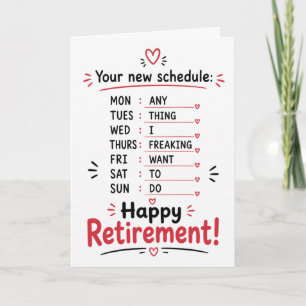 Carte Félicitations pour une retraite heureuse Calendrie